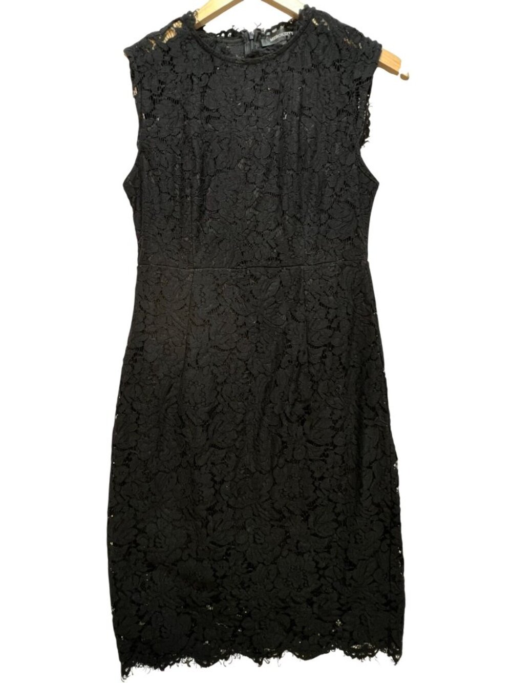 Merokeety Women's Lace Midi Sheath Dress Sleeveless Back Zip Size Medium Black